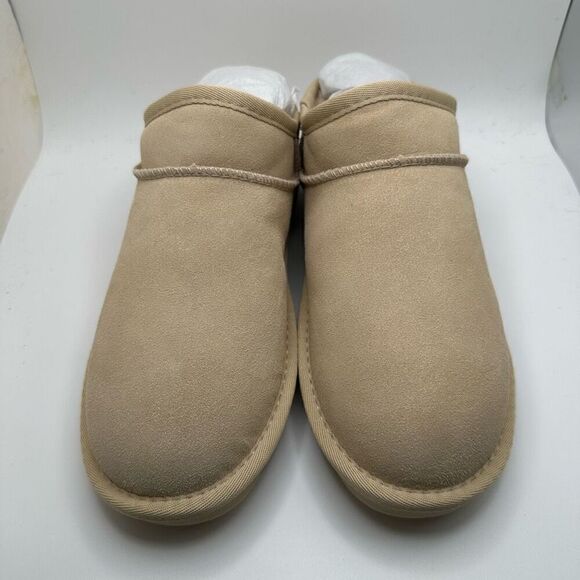 CUSHIONAIRE Women's Faux Shearling Genuine Suede cozy mule slippers +Memory Foam - Picture 2 of 7